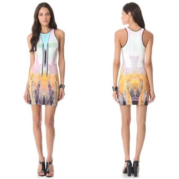 Clover Canyon Desert Prism Sleeveless Racerback Neoprene Dress - Picture 1 of 8